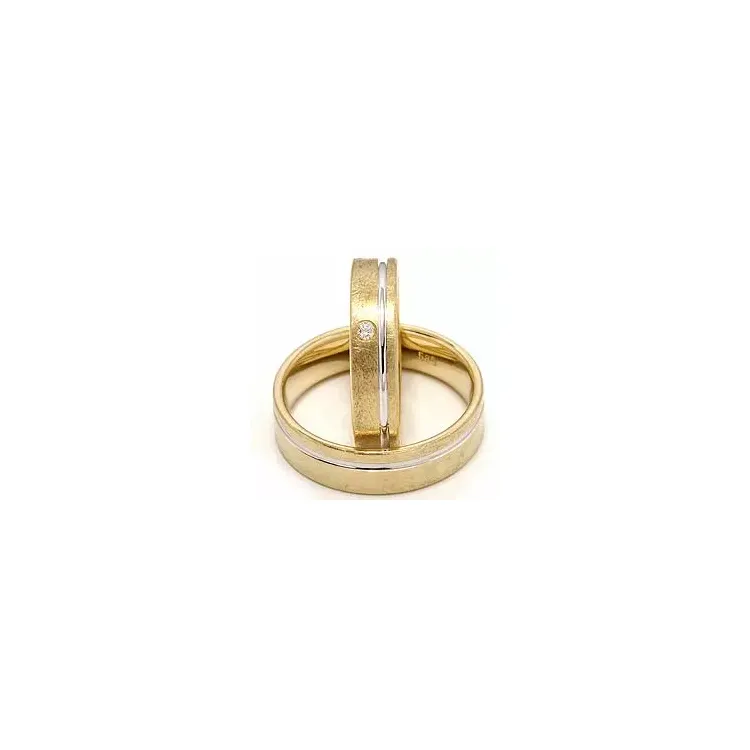 Tofarget gifteringer i 14 karat gull og hvitt gull 0,025 ct - par