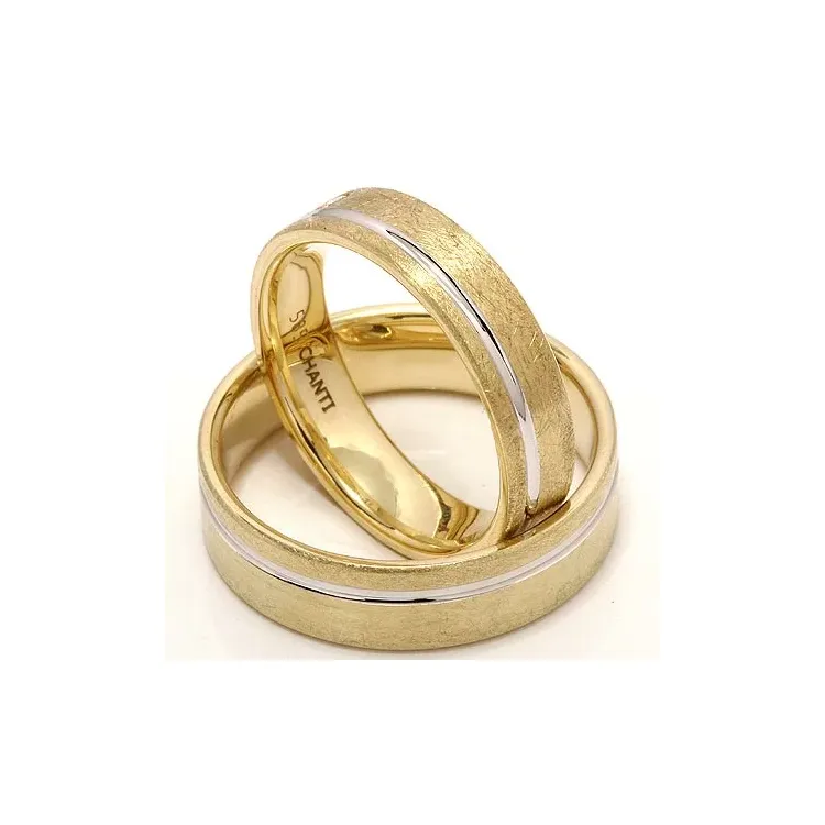 Tofarget gifteringer i 14 karat gull og hvitt gull 0,025 ct - par