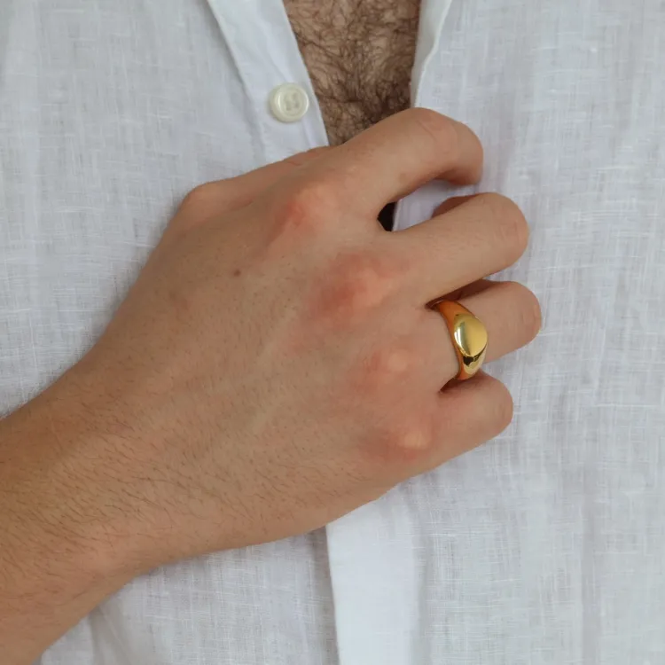 vanntett oval ring i forgylt stål