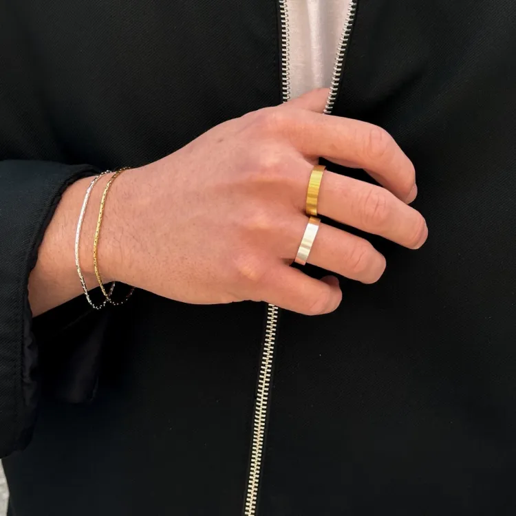 vanntett ring i forgylt stål
