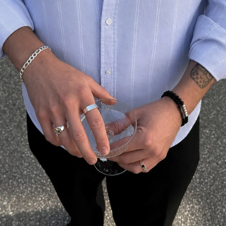 vanntett onyks armbånd i stål