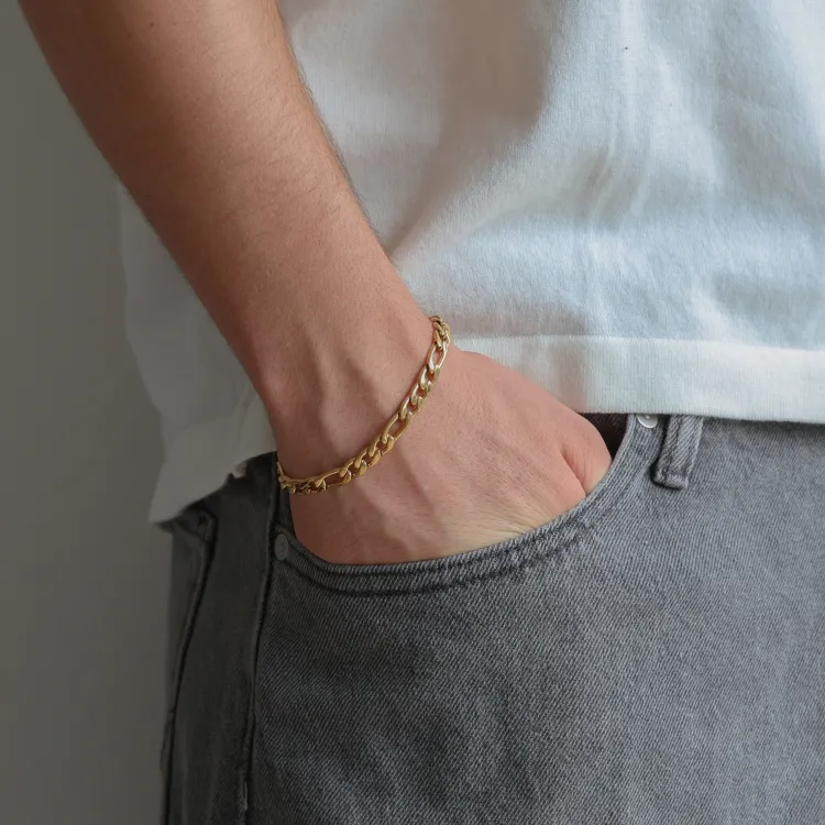 vanntett armbånd i forgylt stål  x 7,0 mm 