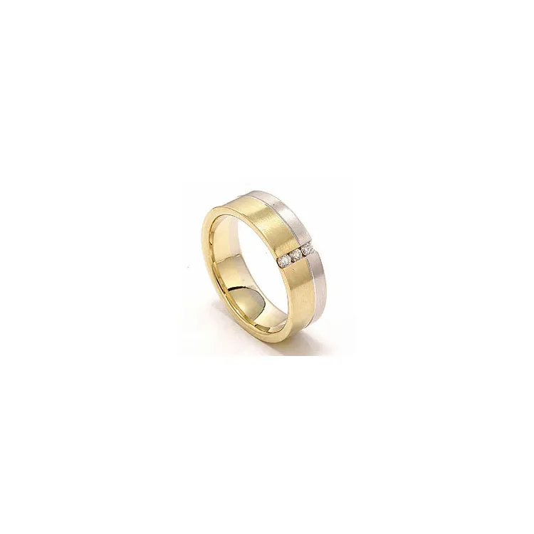 Matt Tofarget diamant giftering i 14 karat gull og hvitt gull 3 x 0,03 ct