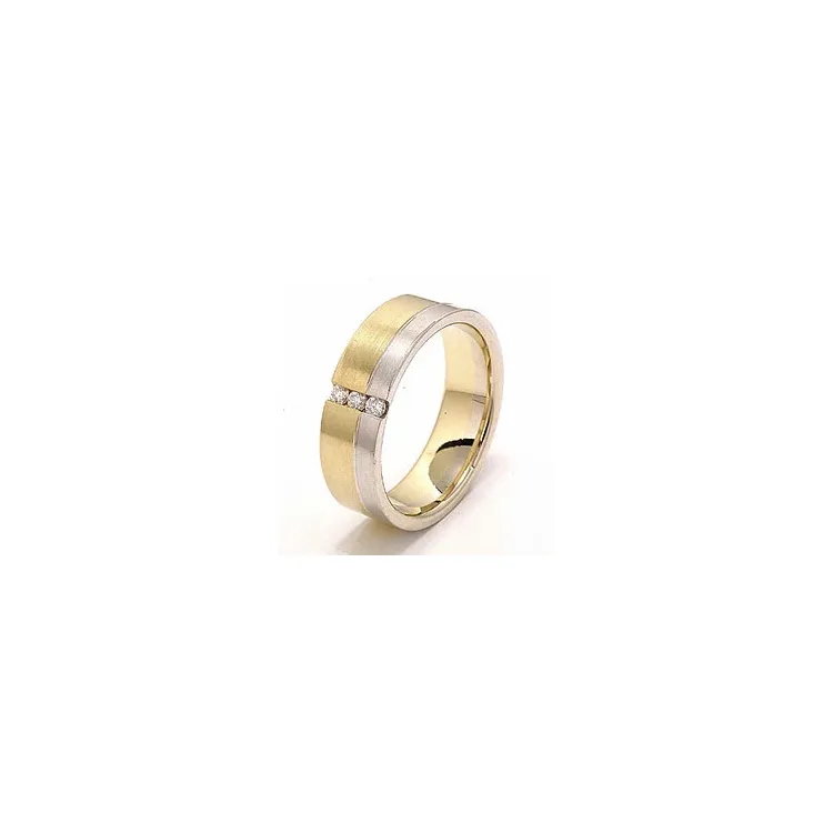 Matt Tofarget diamant giftering i 14 karat gull og hvitt gull 3 x 0,03 ct