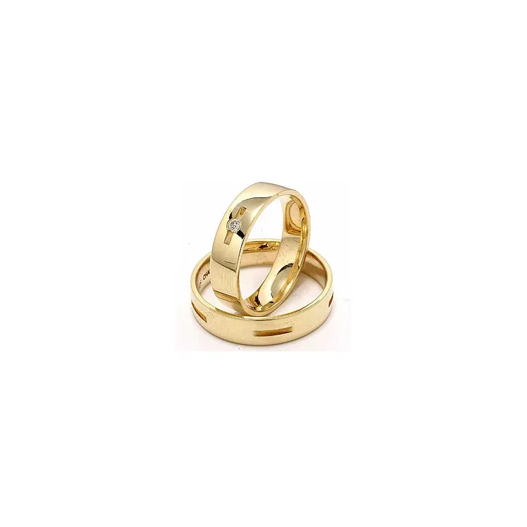 Gifteringer i 14 karat gull 1 x 0,035 ct - par