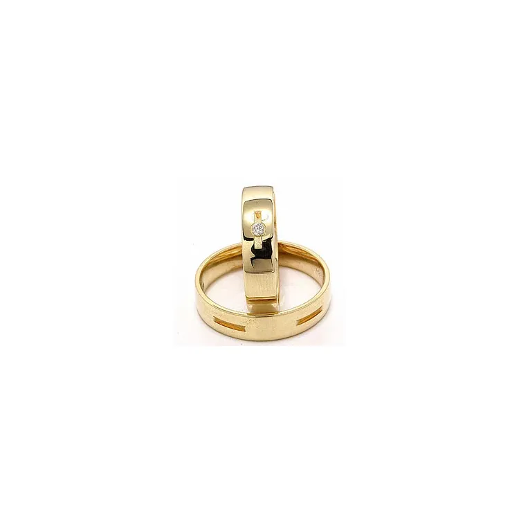 Gifteringer i 14 karat gull 1 x 0,035 ct - par