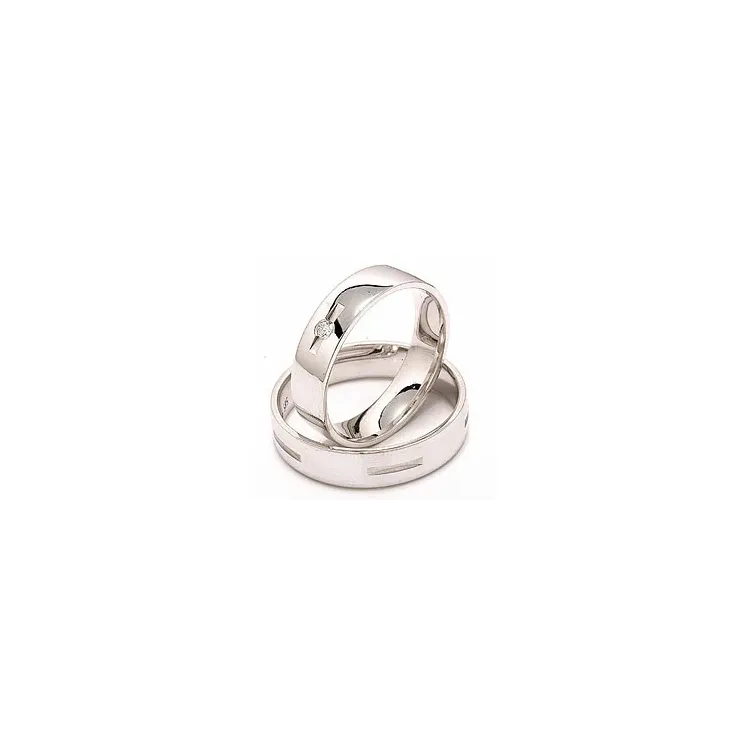 Gifteringer i 14 karat hvitt gull 0,035 ct - par