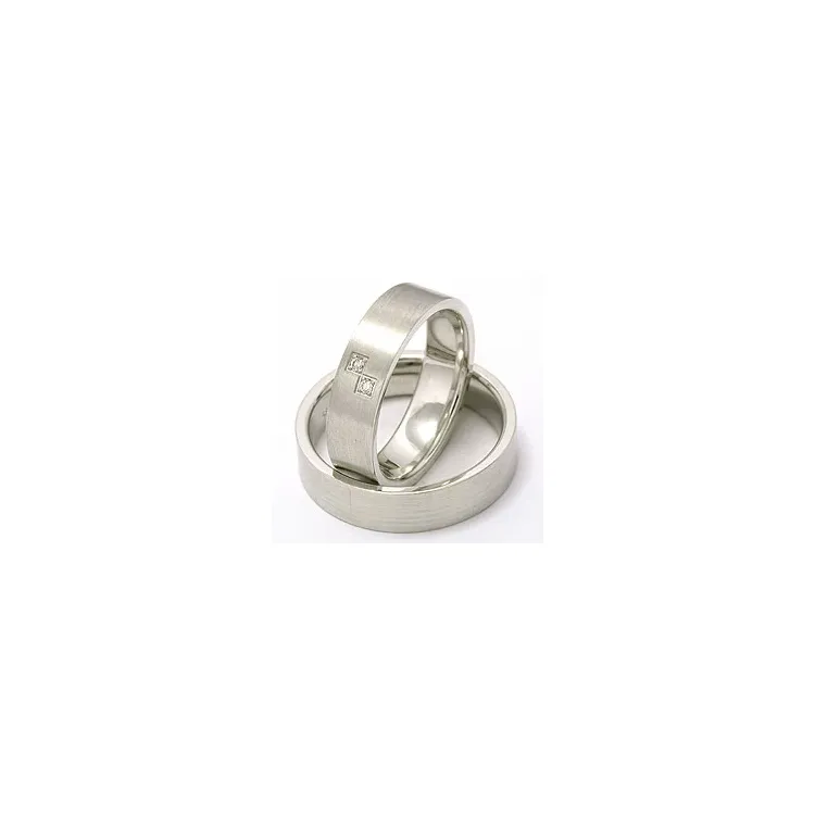 Gifteringer i 14 karat hvitt gull 2 x 0,015 ct - par