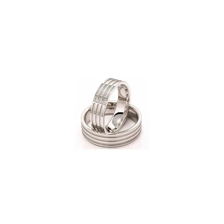 Gifteringer i 14 karat hvitt gull 0,018 ct - par