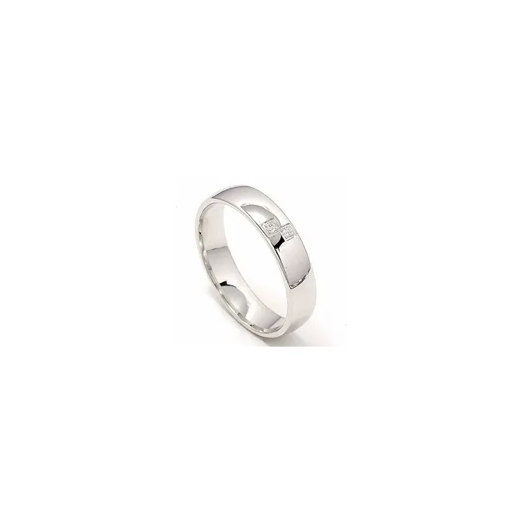 Giftering i 14 karat hvitt gull 0,02 ct