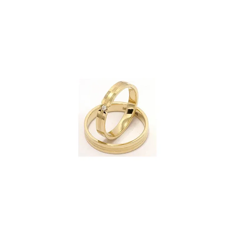 diamant gifteringer i 14 karat gull 0,018 ct - par