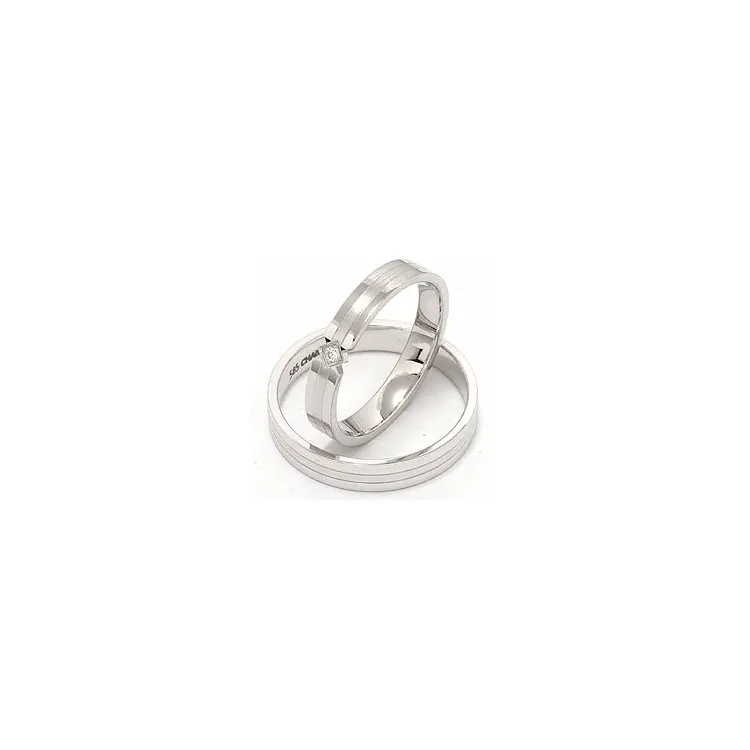 diamant gifteringer i 14 karat hvitt gull 0,018 ct - par