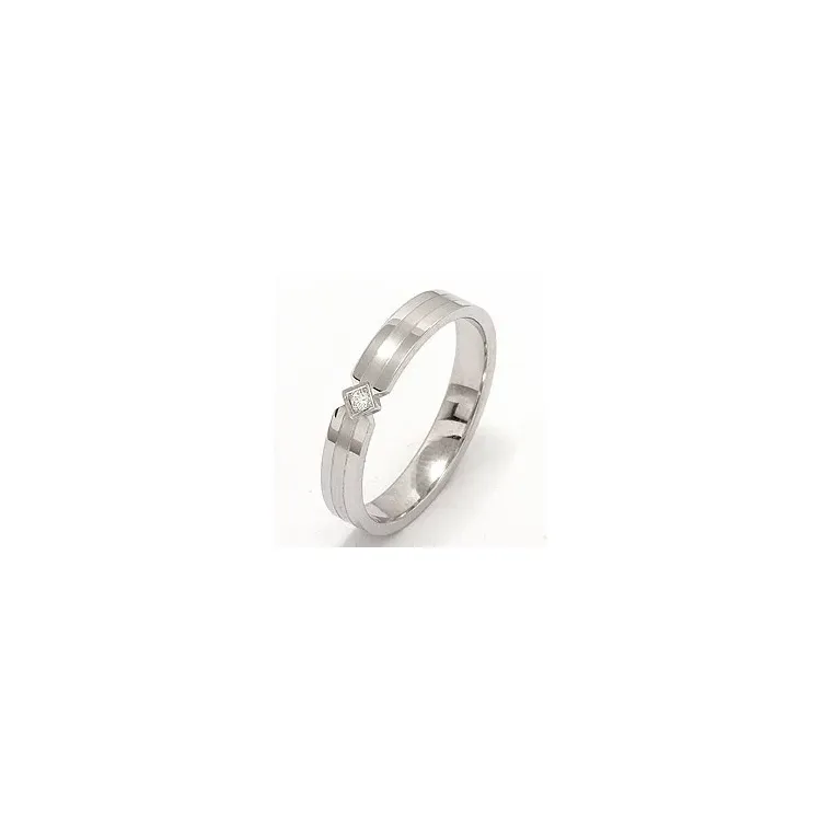 Giftering i 14 karat hvitt gull 0,018 ct