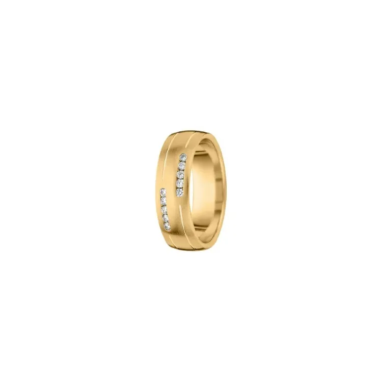 Matt diamant giftering i 14 karat gull 0,013 ct