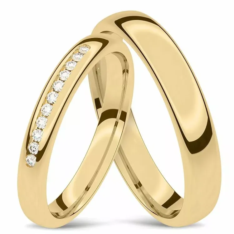 gifteringer i 14 karat gull 0,008 ct - par