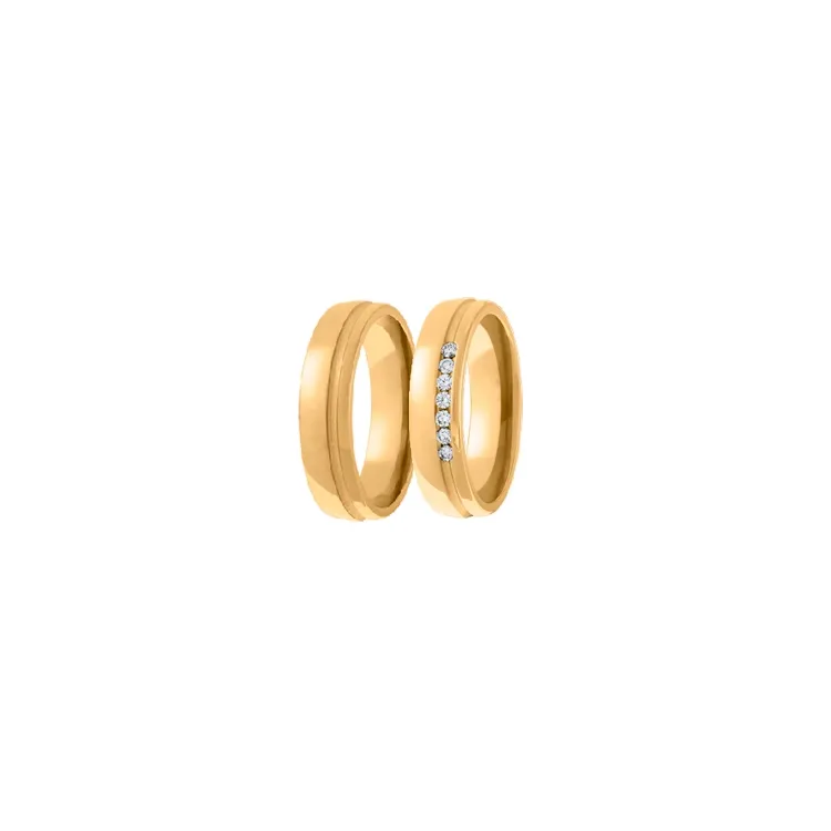 Gifteringer i 14 karat gull 0,105 ct - par