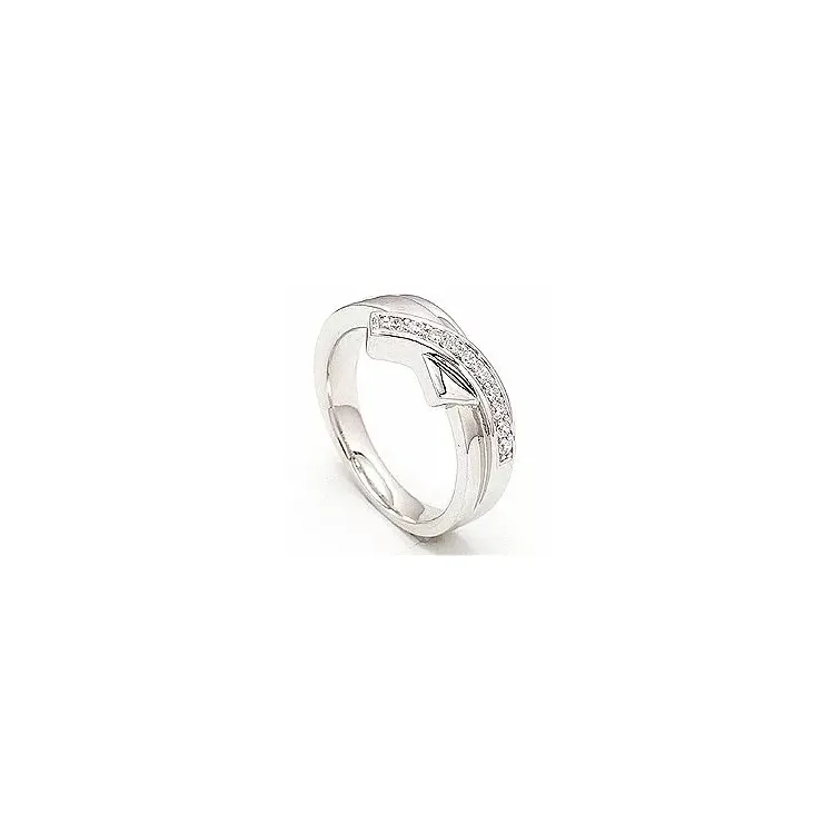 Elegant zirkon ring i rodinert sølv