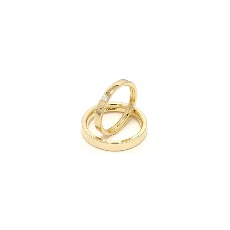 Gifteringer i 14 karat gull 0,10 ct - par