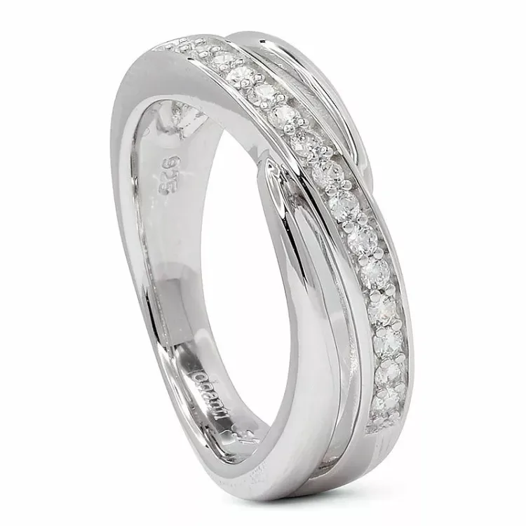 zirkon ring i rodinert sølv