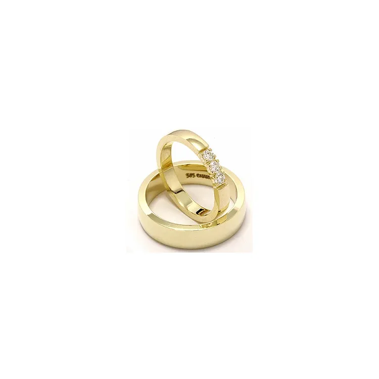 gifteringer i 14 karat gull 3 x 0,07 ct - par