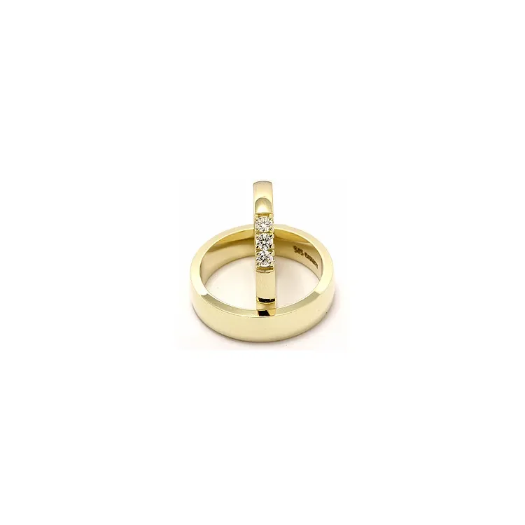 gifteringer i 14 karat gull 3 x 0,07 ct - par