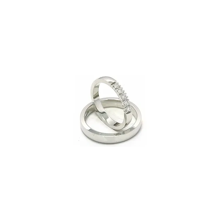 Gifteringer i 14 karat hvitt gull 5 x 0,05 ct - par
