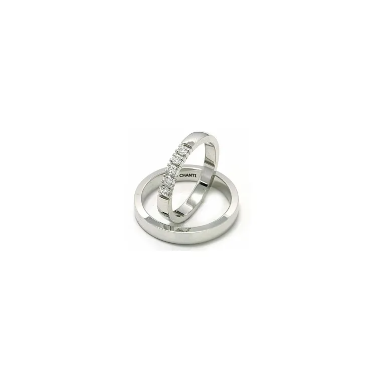 Gifteringer i 14 karat hvitt gull 5 x 0,05 ct - par