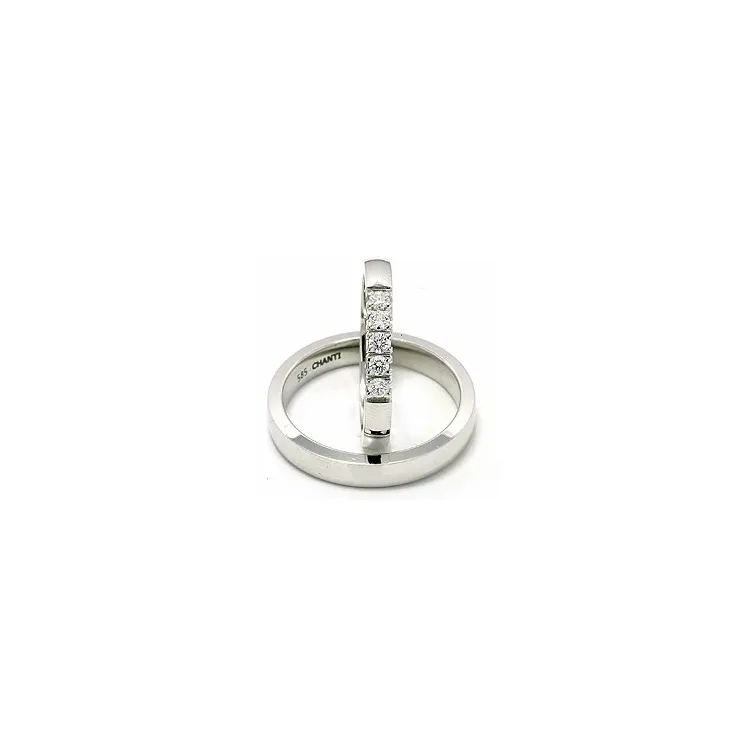 Gifteringer i 14 karat hvitt gull 5 x 0,05 ct - par