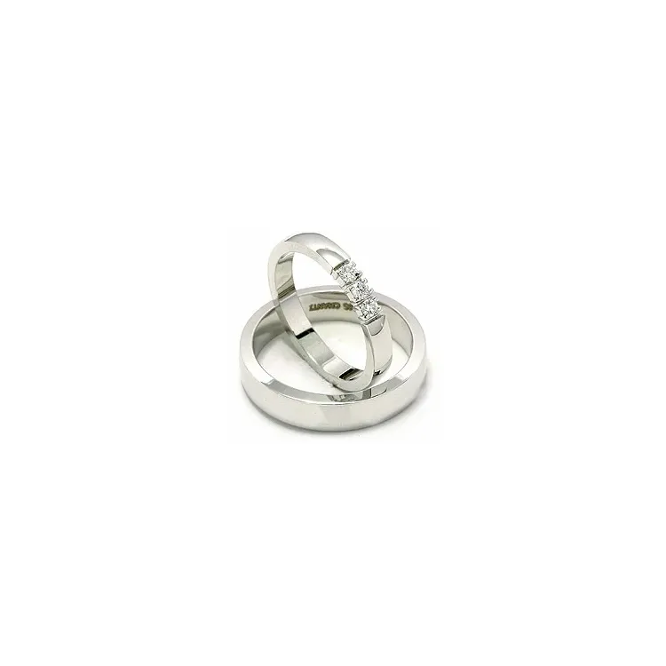 Gifteringer i 14 karat hvitt gull 3 x 0,05 ct - par