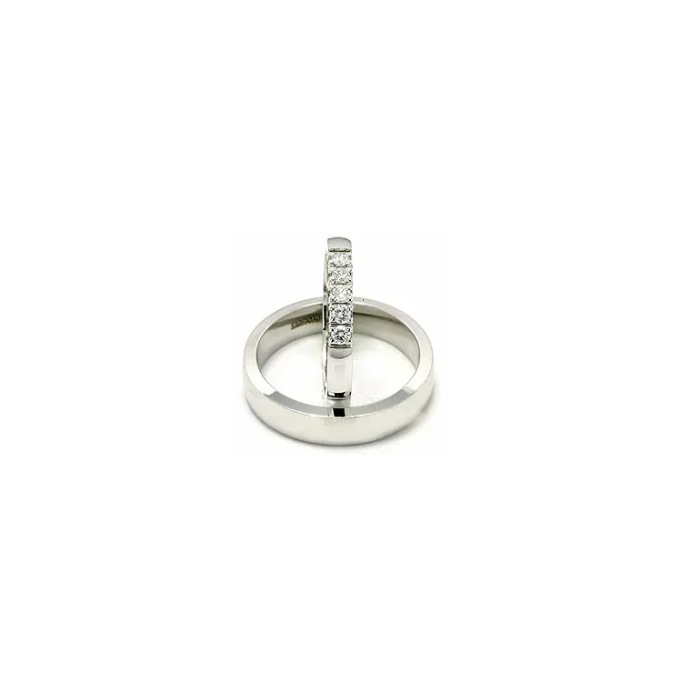 gifteringer i 14 karat hvitt gull 5 x 0,07 ct - par