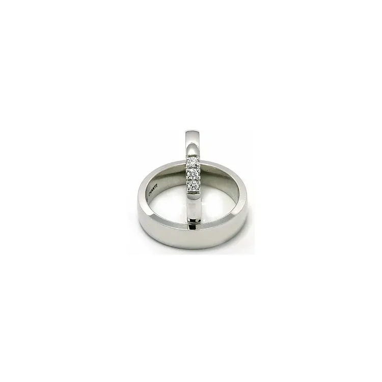 Gifteringer i 14 karat hvitt gull 3 x 0,05 ct - par