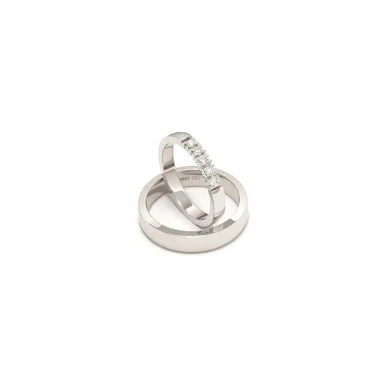gifteringer i 14 karat hvitt gull 0,05  ct - par