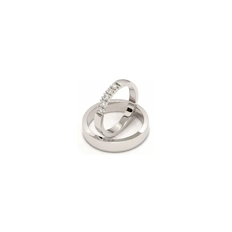 gifteringer i 14 karat hvitt gull 0,05  ct - par