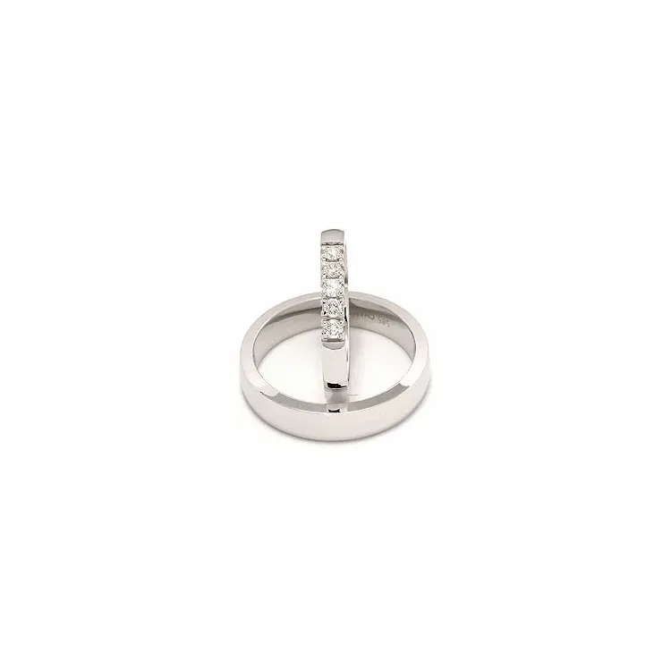 gifteringer i 14 karat hvitt gull 0,05  ct - par
