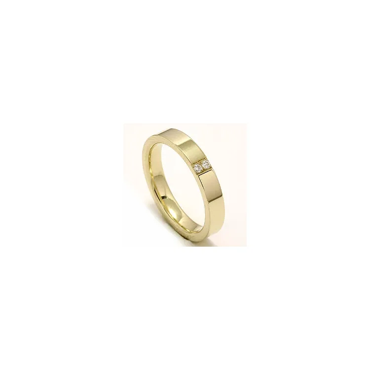 Elegant smal giftering i 14 karat gull 2 x 0,018 ct