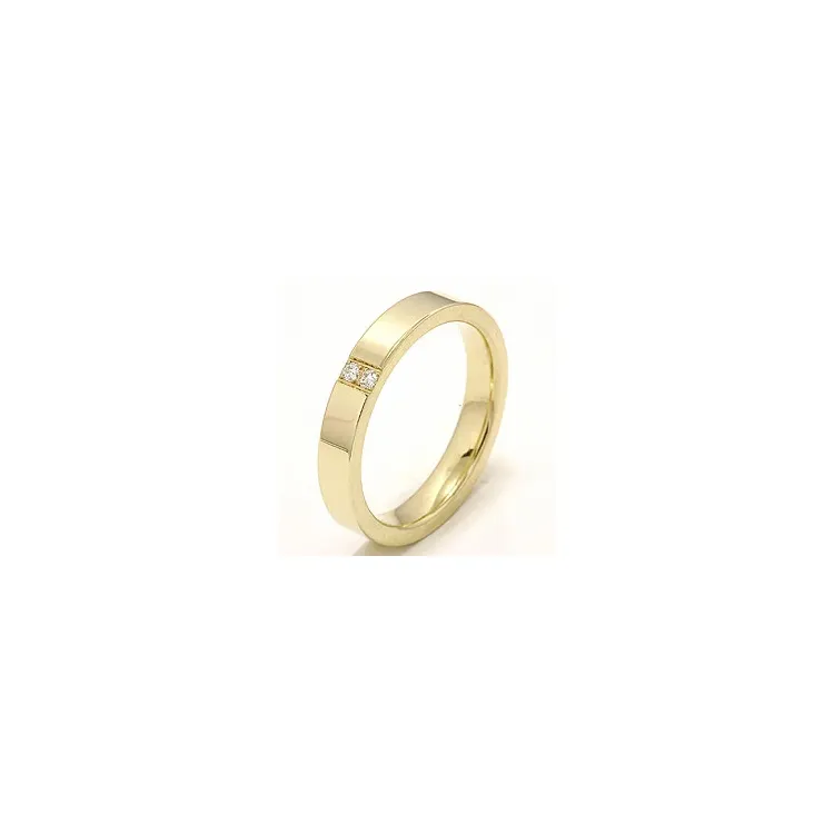 Elegant smal giftering i 14 karat gull 2 x 0,018 ct