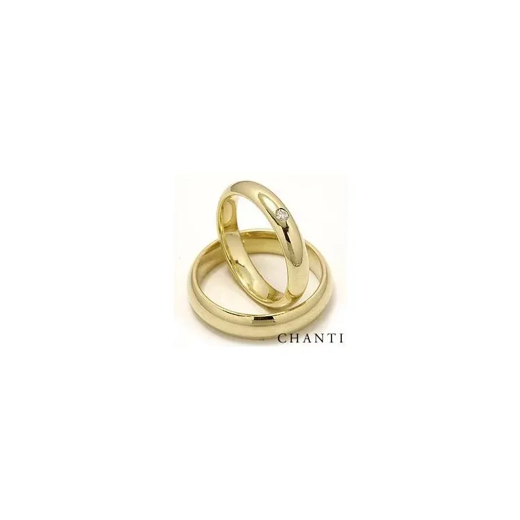 runde diamant gifteringer i 14 karat gull 0,05 ct - par