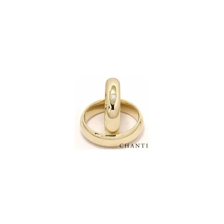 runde diamant gifteringer i 14 karat gull 0,05 ct - par