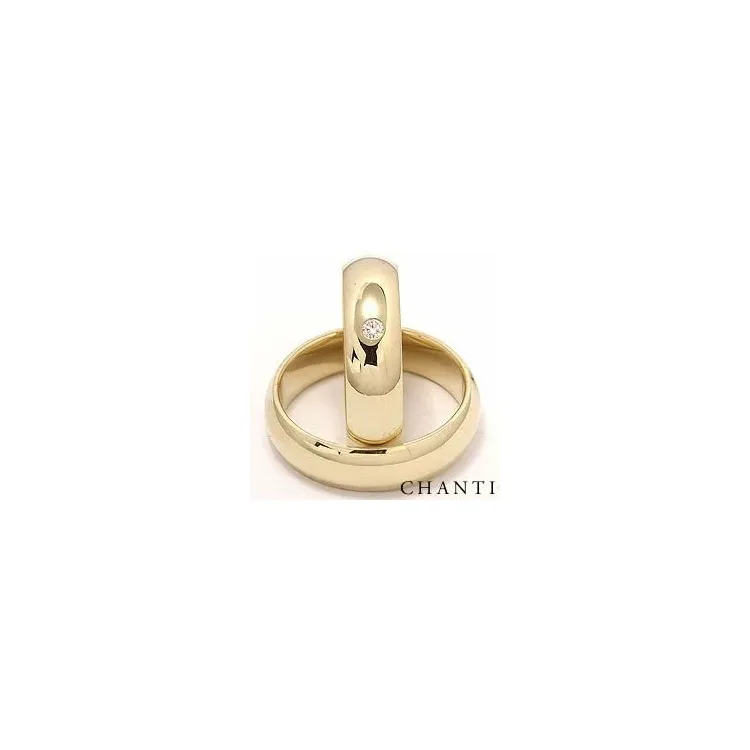 Brede runde diamant gifteringer i 14 karat gull 0,05 ct - par
