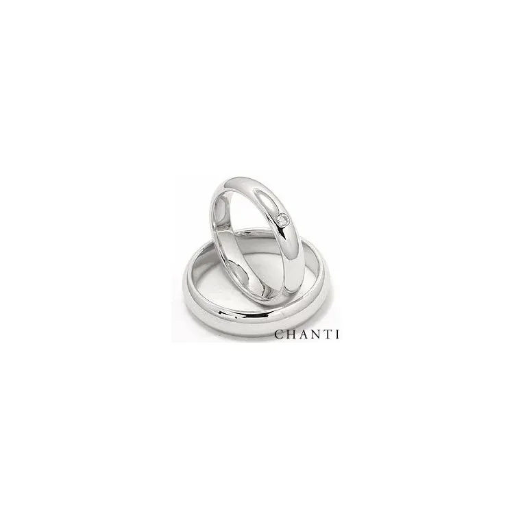 Gifteringer i 14 karat hvitt gull 0,05 ct - par