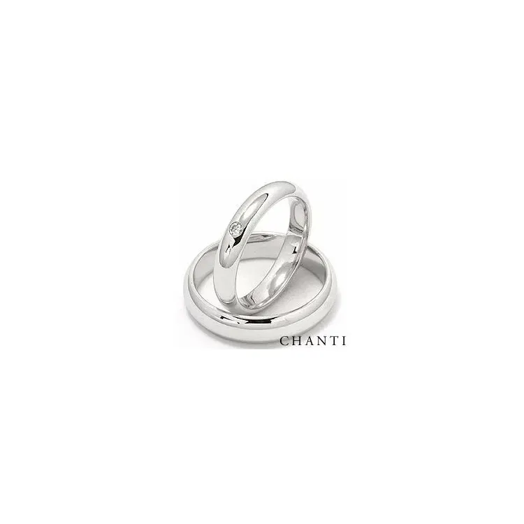 Gifteringer i 14 karat hvitt gull 0,05 ct - par