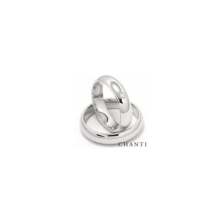 Gifteringer i 14 karat hvitt gull 0,05 ct - par