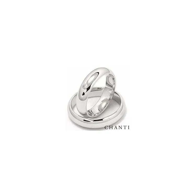 Gifteringer i 14 karat hvitt gull 0,05 ct - par