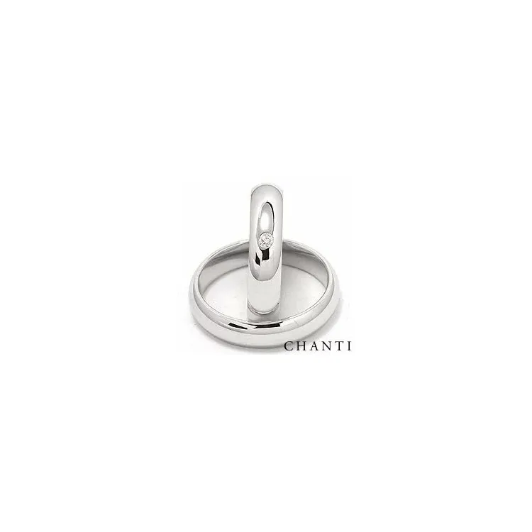 Gifteringer i 14 karat hvitt gull 0,05 ct - par