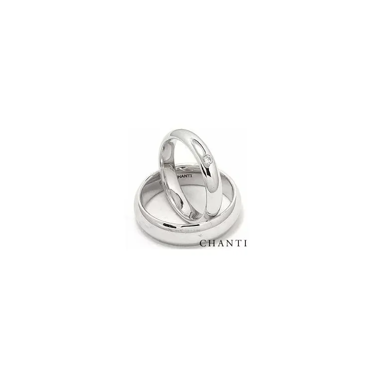 Gifteringer i 14 karat hvitt gull 0,05 ct - par