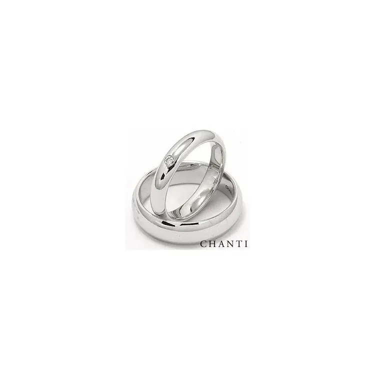 Gifteringer i 14 karat hvitt gull 0,05 ct - par