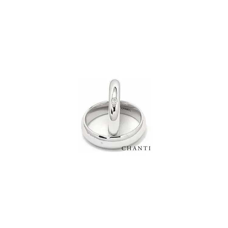 Gifteringer i 14 karat hvitt gull 0,05 ct - par