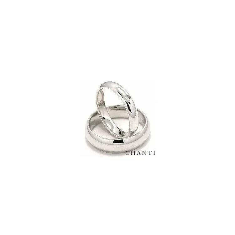 Gifteringer i 14 karat hvitt gull 0,05 ct - par