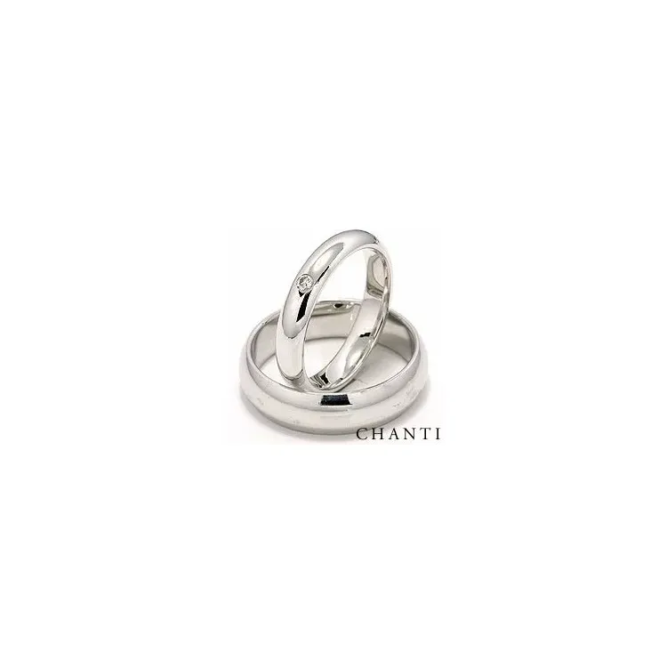 Gifteringer i 14 karat hvitt gull 0,05 ct - par