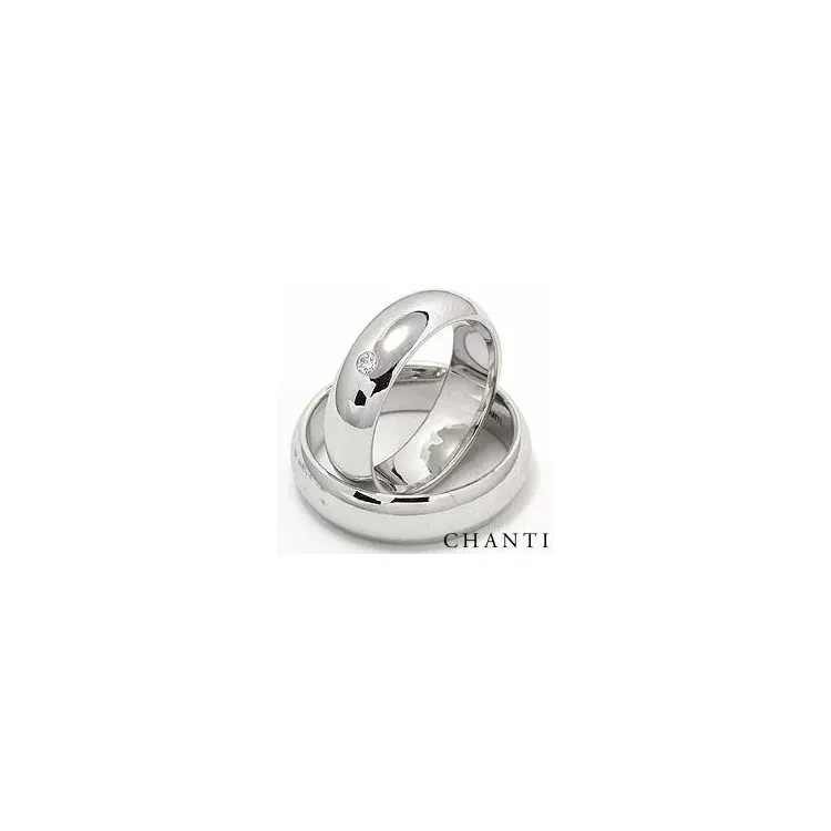 Brede runde gifteringer i 14 karat hvitt gull 0,05 ct - par
